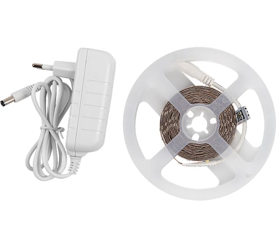 Изображение товара Комплект светодиодной ленты General Lighting Systems GLS-2835-120-9.6-12-IP20-PRO-4-3-KIT, с адаптером, 3 метра, 9,6Вт/м, 12В, 8мм, 120 диодов/м, 7Лм/чип, IP20, 4500K - нейтральный белый 501221
