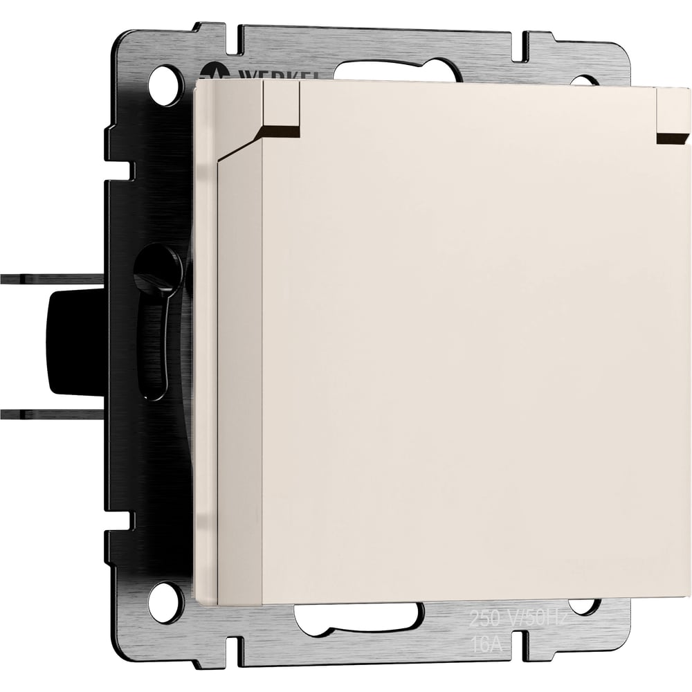 Изображение товара Розетка WERKEL IP44 с заземлением и шторками, крышкой, айвори, 1 модуль