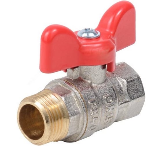 Изображение товара Кран шаровый Dist 1 г/ш бабочка Ду25 Ру40 Эксперт, полн.проход, никель Н123Б/107-9574