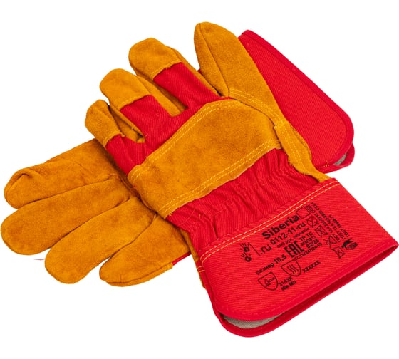 Изображение товара Перчатки ГК Спецобъединение СИБИРЬ 0112-11-RU, спилок, х/б, жесткий манжет, подкладка Пер 215/-