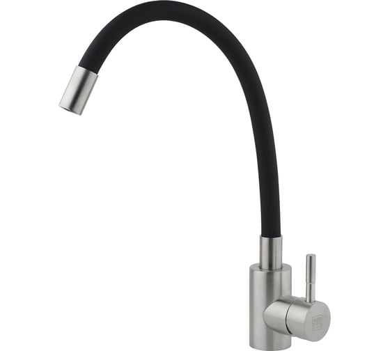Изображение товара Смеситель для кухни одноручковый AQUEDUC 345321 гибкий излив, чёрный, нерж. сталь /20 ЭК000145321