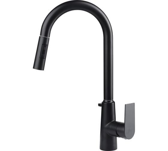 Изображение товара Смеситель для кухни одноручковый AQUEDUC 345719 с выдвижной лейкой и мыльницей, нержав. сталь, черный /10 ЭК000145719