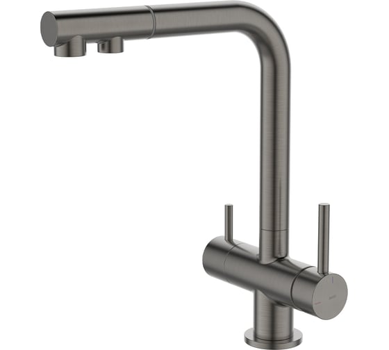 Изображение товара Смеситель для кухни IDDIS с выдвижным изливом и каналом для фильтра, графит, Umbra, UMBGMPFi05