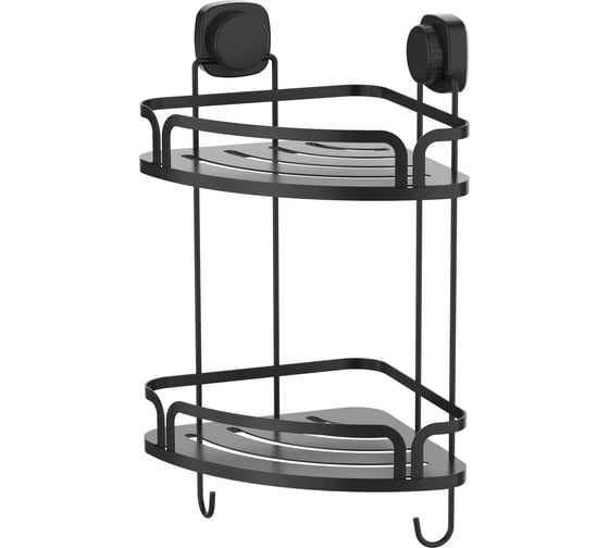 Изображение товара Полка настенная Zalger 2 уровня, угловая, вакуумная присоска, сталь, AK105