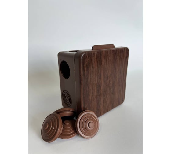 Изображение товара Коробка распределительная KOPOS wood style RK 8106 (TD), темное дерево, для О/П 65x65x50мм 8хD25мм, IP54 RK-8106_TD