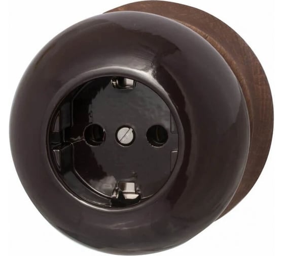 Изображение товара Розетка с заземляющим контактом Фаберже керамика, коричневый Bironi В2-101-020/18