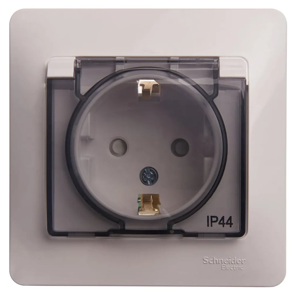 Изображение товара Розетка Systeme Electric GLOSSA PRO с защитными шторками IP44 16А белая