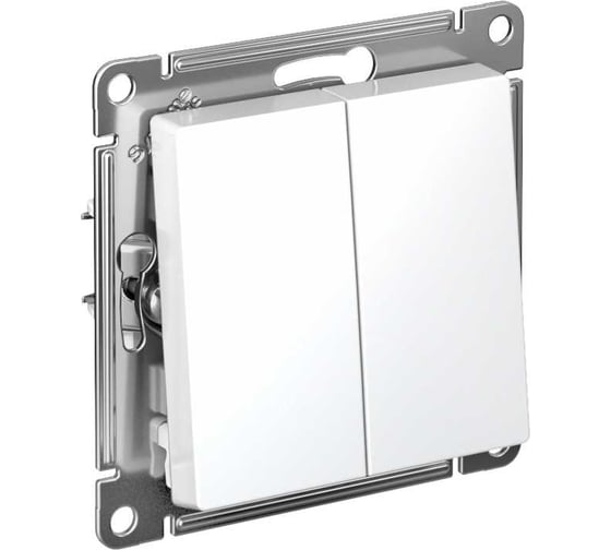 Изображение товара 2-клавишный выключатель Systeme Electric ATLASDESIGN, сх.5, 10 АХ, мех., быстрозажимная клемма, БЕЛЫЙ ATN000151S