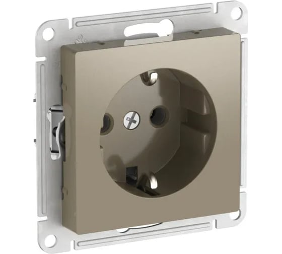 Изображение товара Розетка Systeme Electric ATLASDESIGN с заземлением, 16А, мех., быстрозажим. клем., ШАМПАНЬ ATN000543S