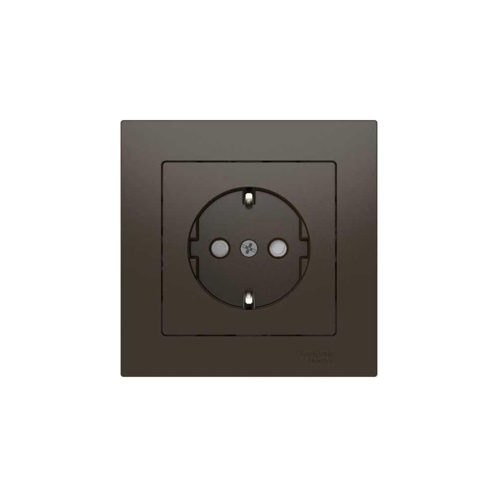 Изображение товара Розетка Systeme Electric ATLASDESIGN с заземлением, шторками, 16А, мокко
