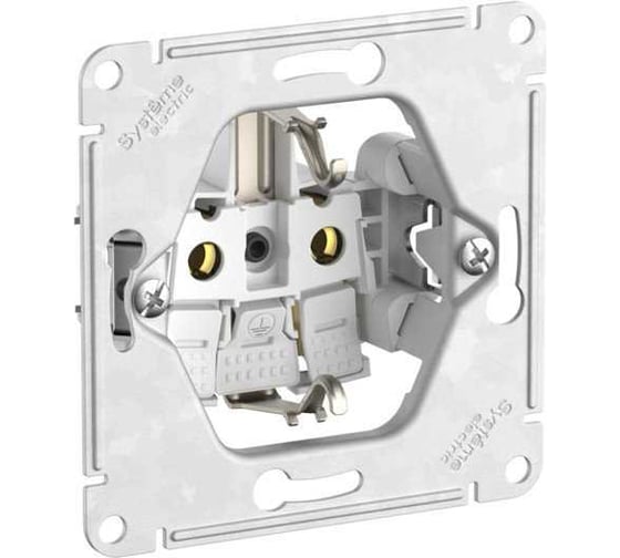 Изображение товара Розетка Systeme Electric ATLASDESIGN с заземлением со шторками, 16А, мех., быстрозажим. клем., алюминий ATN000345S