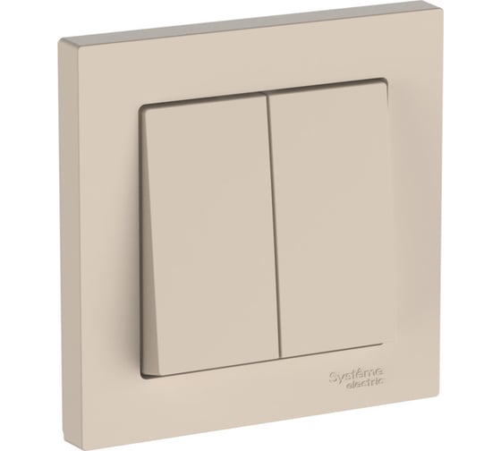 Изображение товара 2-клавишный выключатель Systeme Electric ATLASDESIGN сх.5, 10АХ, в сборе, быстрозажим. клем., ПЕСОЧНЫЙ ATN001252S