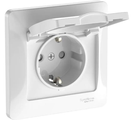 Изображение товара Розетка Systeme Electric GLOSSA с заземлением со шторк. с крышк., 16А, IP20, в сборе, быстрозажим. клем., БЕЛЫЙ GSL000146S