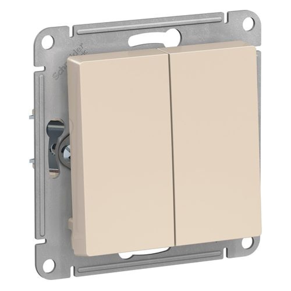 Изображение товара 2-клавишный выключатель Systeme Electric ATLASDESIGN сх.5 бежевый 10А механика Встроенный