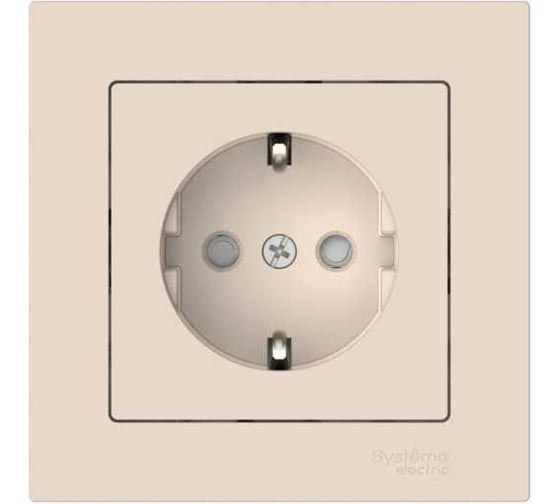 Изображение товара Розетка Systeme Electric ATLASDESIGN с заземлением со шторками, 16А, в сборе, быстрозажим. клем., бежевый ATN000244S