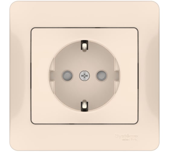 Изображение товара Розетка Systeme Electric GLOSSA с заземлением со шторками, 16А, в сборе, быстрозажим. клем., БЕЖЕВЫЙ GSL000244S
