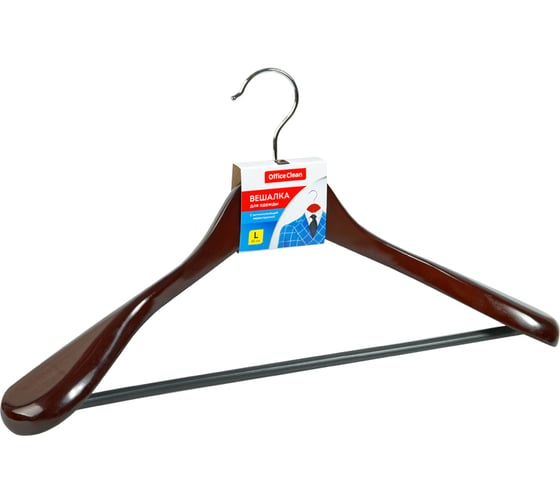 Изображение товара Вешалка-плечики OfficeClean деревянная, анатомическая, антискользящая перекладина, цвет вишня 301976
