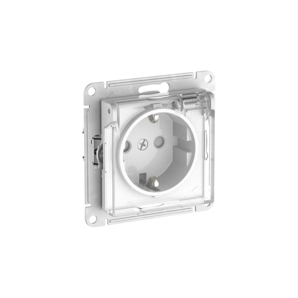 Изображение товара Розетка Systeme Electric ATLASDESIGN AQUA с заземлением со шторками с прозрачной крышкой, 16А, IP44, мех., быстрозажимные клеммы, белый ATN440146S