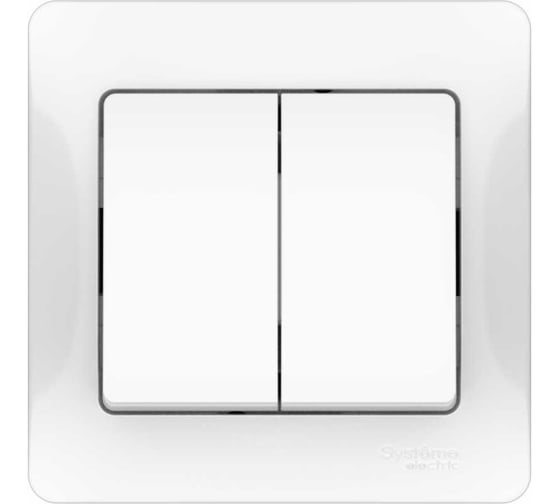 Изображение товара Выключатель 2-клавишный Systeme Electric GLOSSA, сх.5, 10АХ, в сборе, быстрозажим. клем., белый GSL000152S