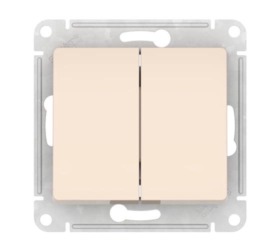 Изображение товара Выключатель 2-клавишный Systeme Electric GLOSSA, сх.5, 10АХ, мех., быстрозажим. клем., бежевый GSL000251S