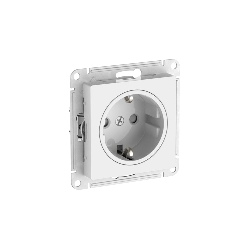 Изображение товара Розетка Systeme Electric ATLASDESIGN ART с заземлением со шторками, 16А, мех., быстрозажимные клеммы, белый ATN200145S