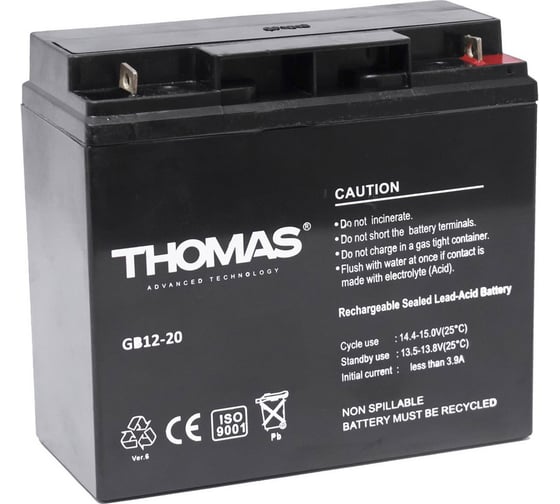 Изображение товара Аккумуляторная батарея THOMAS GB 12-20 Ah, GB12-20 GB12-20(Thomas)