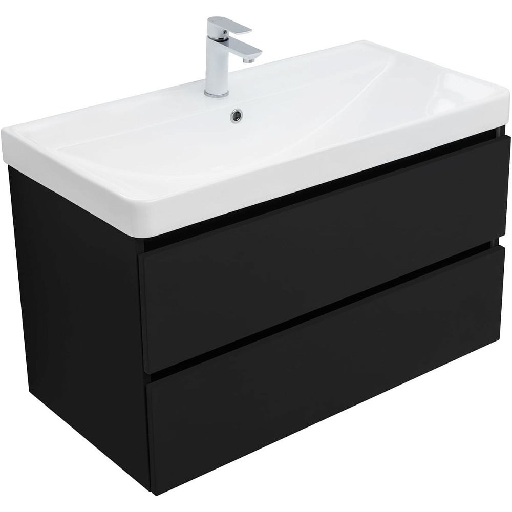Тумба Aquanet Вега 2.0 90 2 ящика, цв.черный (337956) 00337956