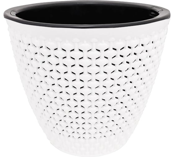 Изображение товара Кашпо bmc Ротанг КШ7943 белое/черное, 17х14.5 см, 2.25 л 058816