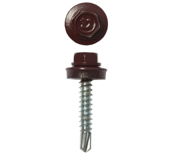 Изображение товара Саморез кровельный 23 Болта 4,8x38 шоколад-коричневый RAL8017 500шт B0310480388F135ф500