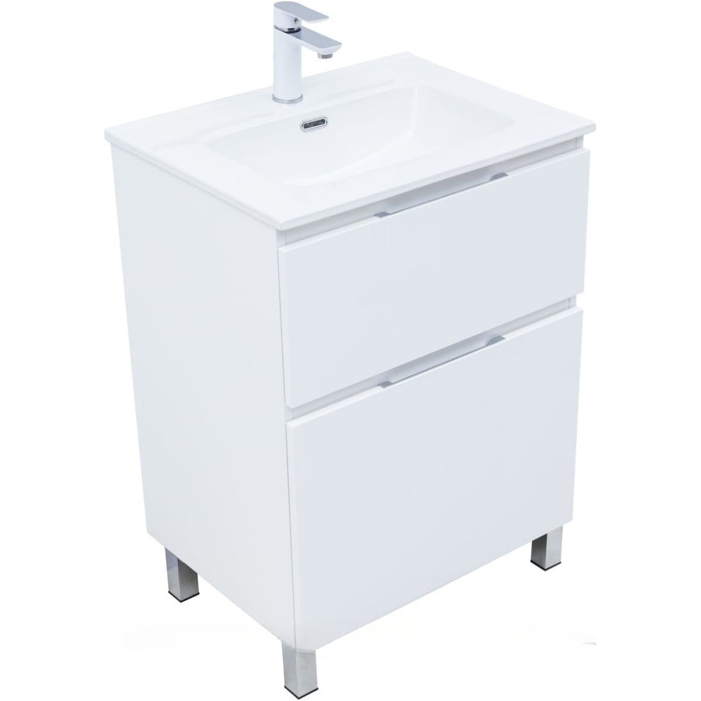 Изображение товара Тумба Aquanet Алвита New 50 белый матовый напольная с 2 ящиками, стиль модерн