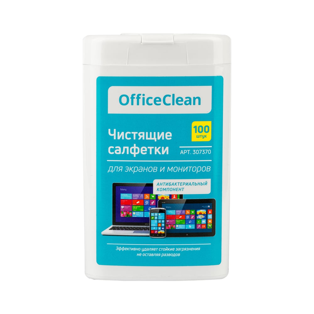 фото Портативные чистящие влажные салфетки для экранов и мониторов officeclean