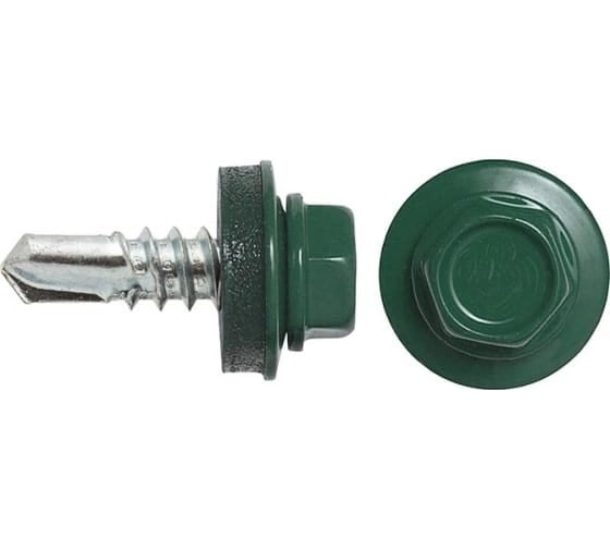 Изображение товара Саморез кровельный 23 Болта 4,8x29 зеленый мох RAL6005 1000 шт B03104802965N07ф1000