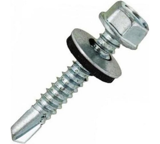 Изображение товара Саморез кровельный 23 Болта 6,3x38 мм, с шайбой (под сверло), цинк, 250 шт. B03006303833H07ф250