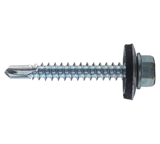 Изображение товара Саморез кровельный 23 Болта 6,3x60 мм, с шайбой (под сверло), цинк, 500 шт. B03006306033B07ф500