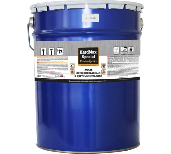 Изображение товара Эмаль по оцинкованным и цветным металлам HardMax RAL 6002 зеленый, барабан 18 кг 4690417070862