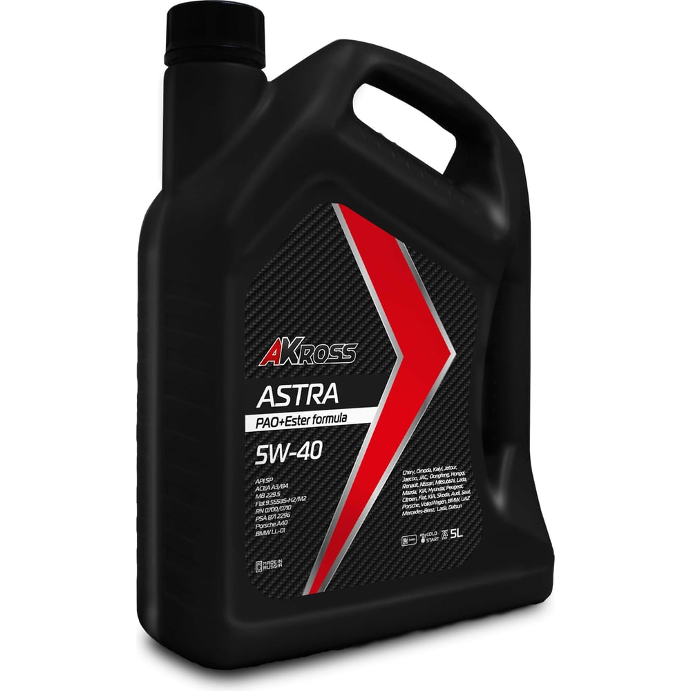 Изображение товара Моторное синтетическое масло AKross 5W-40, API SP, ACEA A3/B4, 5л