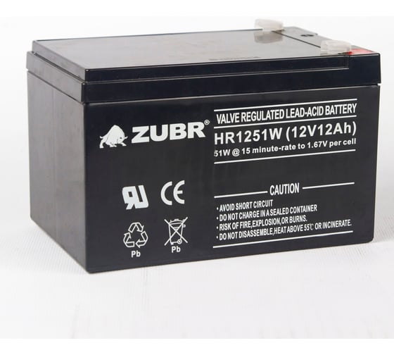 Изображение товара Аккумуляторная батарея ZUBR HR12-51W 12V12Ah, Вьетнам HR12-51W(ZUBR)