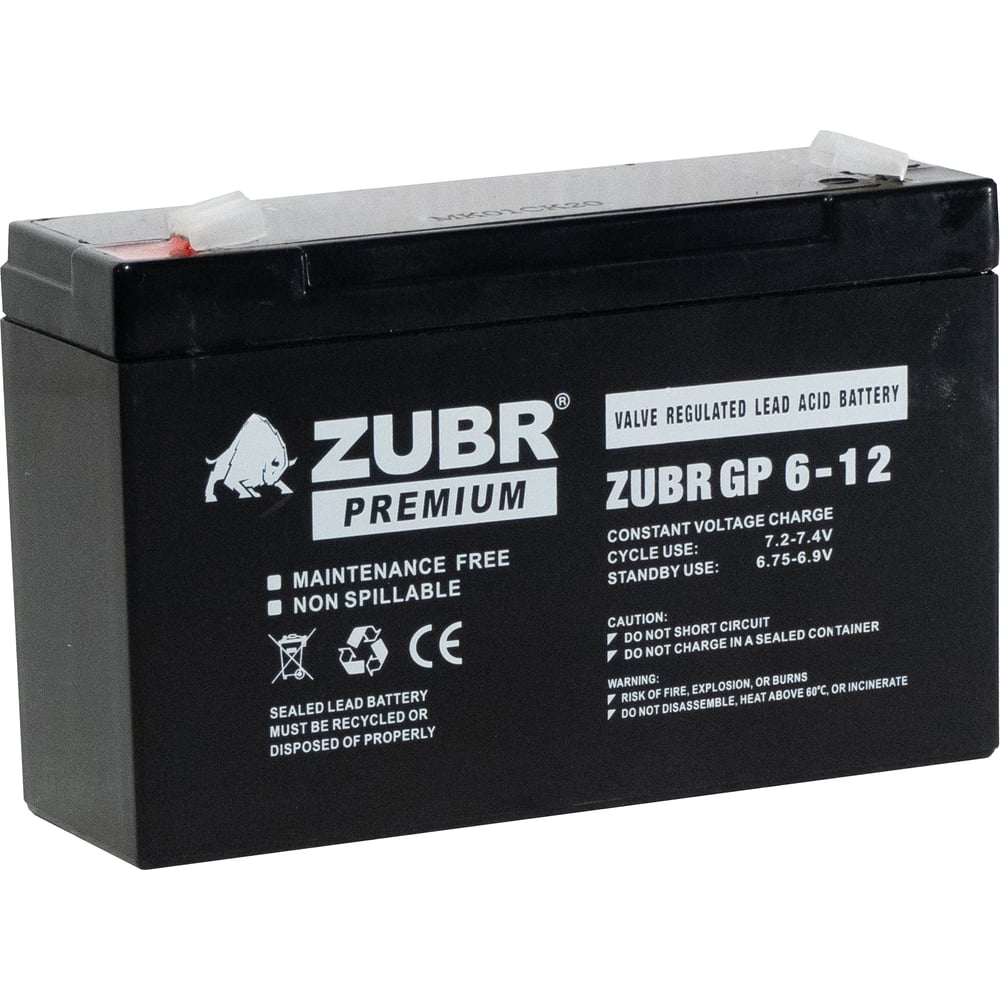 Аккумуляторная батарея ZUBR GP 6V 12Ah, Китай GP6-12(ZUBR)