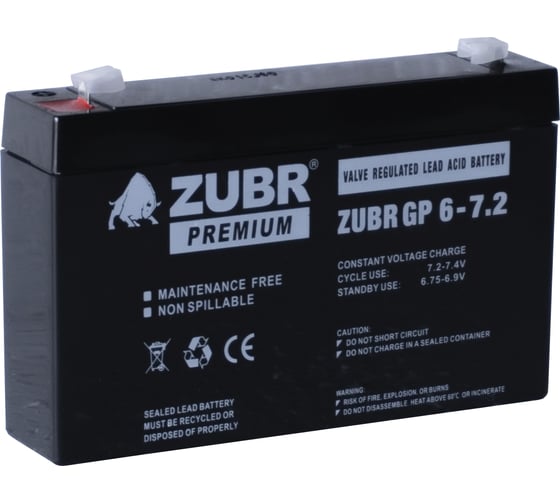 Изображение товара Аккумуляторная батарея ZUBR GP 6V 7,2Ah, Китай GP6-7.2(ZUBR)