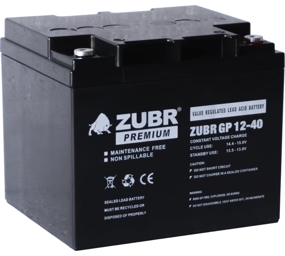 Изображение товара Аккумуляторная батарея ZUBR GP 12V 40Ah, Китай GP12-40(ZUBR)