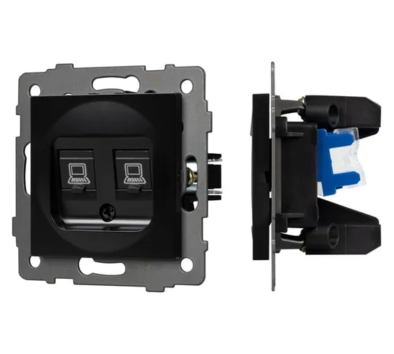 Изображение товара Механизм компьютерной розетки Arlight двойной SCT-MPC2-PL-BK-V 1шт 0 049853