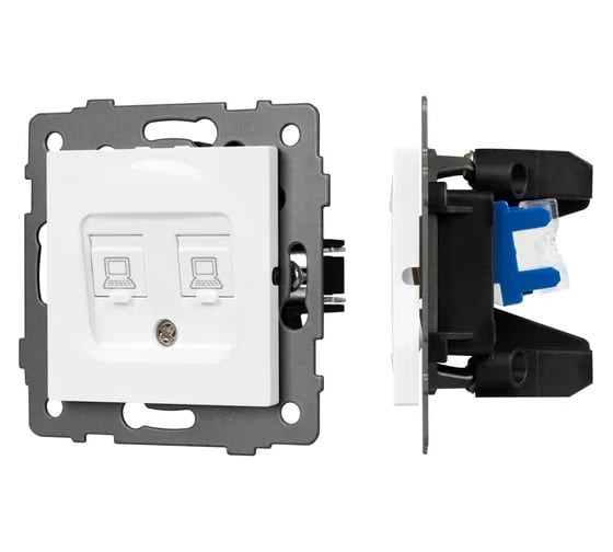Изображение товара Механизм компьютерной розетки Arlight двойной SCT-MPC2-PL-WH-V 1шт 0 049854