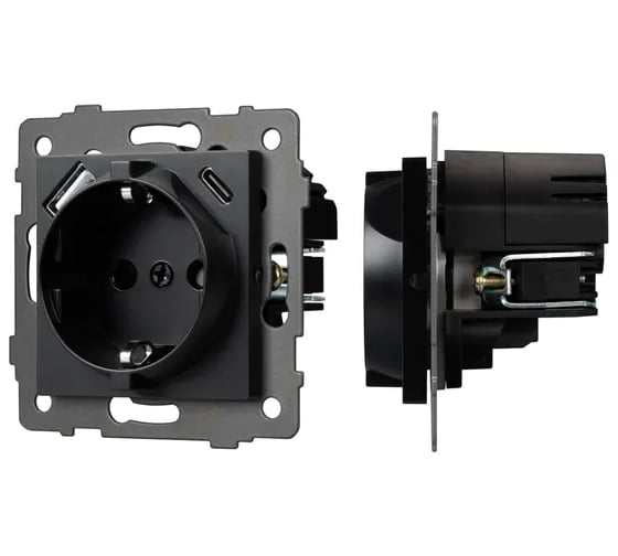 Изображение товара Механизм розетки с USB зарядкой Arlight SCT-MUAC-PL-BK-V 1шт 0 049830