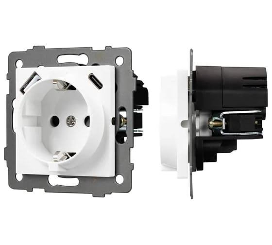 Изображение товара Механизм розетки с USB зарядкой Arlight SCT-MUAA-PL-WH-V 1шт 0 049818