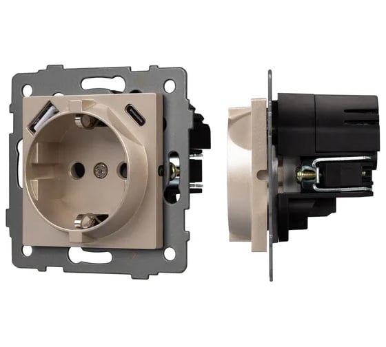 Изображение товара Механизм розетки с USB зарядкой Arlight SCT-MUAA-PL-GD-V 1шт 049821