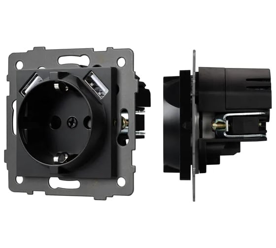 Изображение товара Механизм розетки с USB зарядкой Arlight SCT-MUAA-PL-BK-V 1шт 0 049819