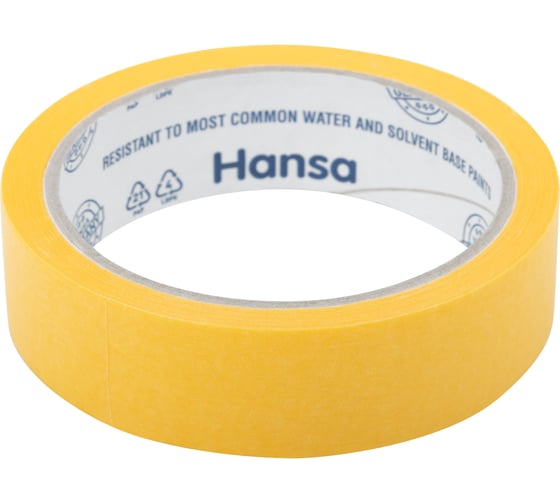 Изображение товара Малярная лента HANSA из японской бумаги Washi для точных краев, желтая, 25 мм x 25 м 701025
