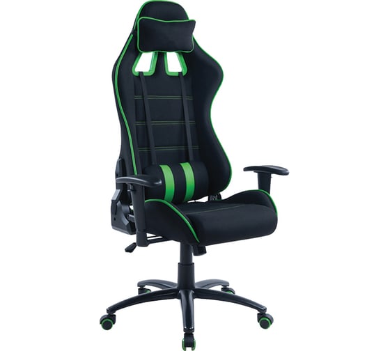 Изображение товара Игровое кресло Helmi HL-G08 Target ткань черная/зеленая, 2 подушки 306179