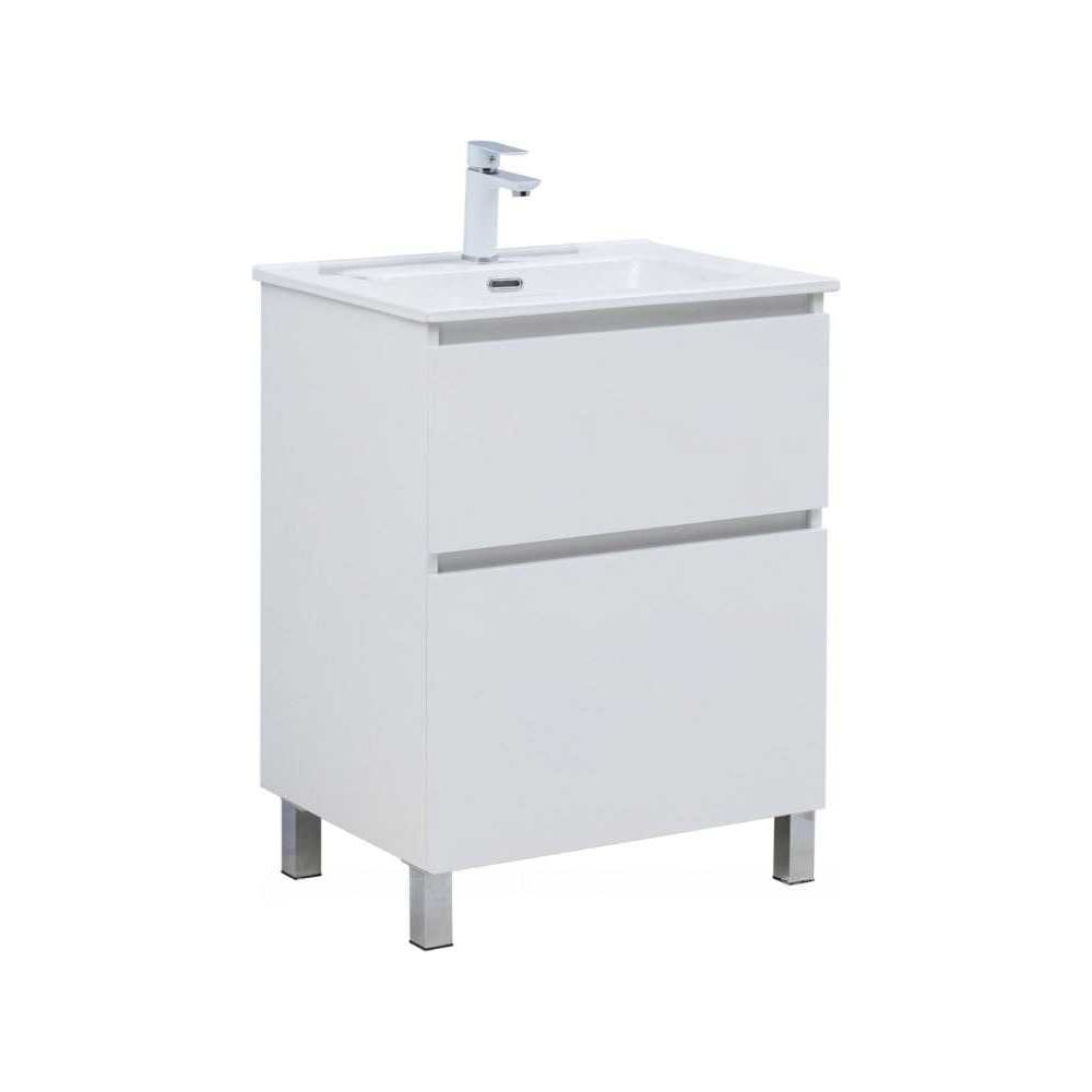 Изображение товара Тумба Aquanet Вега 60 напольная с 2 ящиками белый глянец