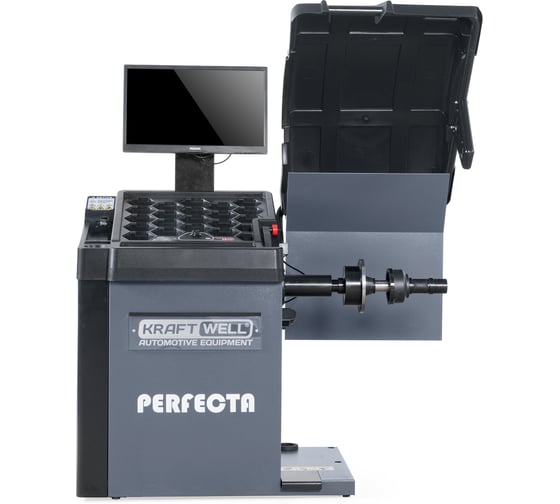 Изображение товара Балансировочный станок автоматический KraftWell PERFECTA с сенсорным дисплеем 21,5", пневмоприжим, лазер KRW246E
